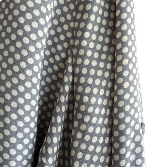 Express Shift Dress Size L Grey White Polka Dot Long Sleeves Belt Pockets - Picture 4 of 14